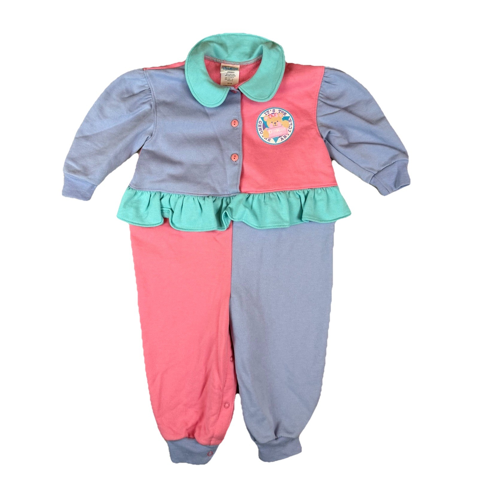 Vintage Osh Kosh Baby B'Gosh Bubble Romper 24 Months 80s 90s Bear Pastel Ruffle Vintage Osh Kosh Baby B'Gosh Bubble Romper 24 Months 80s 90s Bear Pastel Ruffle