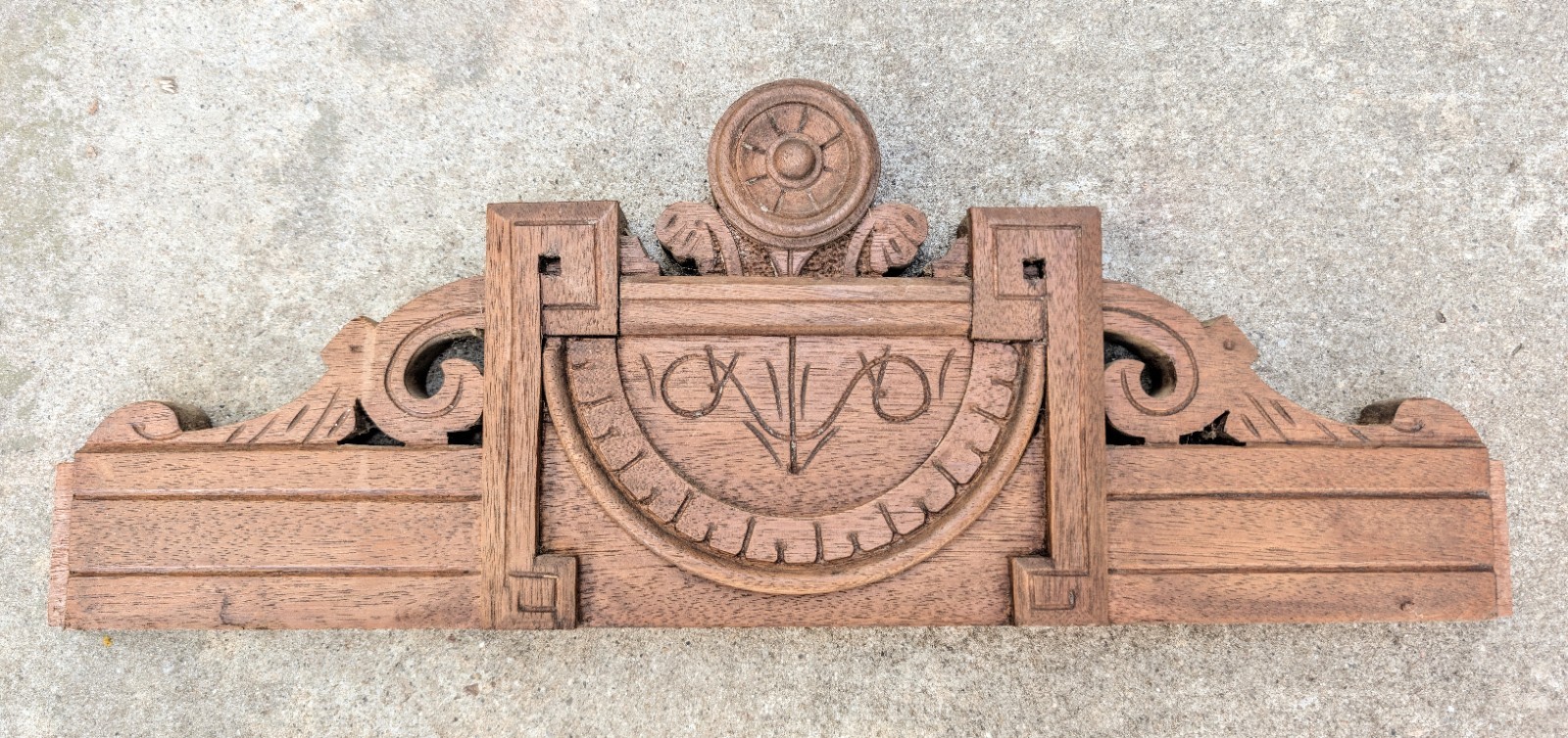 Antique Oak Pediment - 1880s Victorian Carved Wooden Decorative Salvage Piece