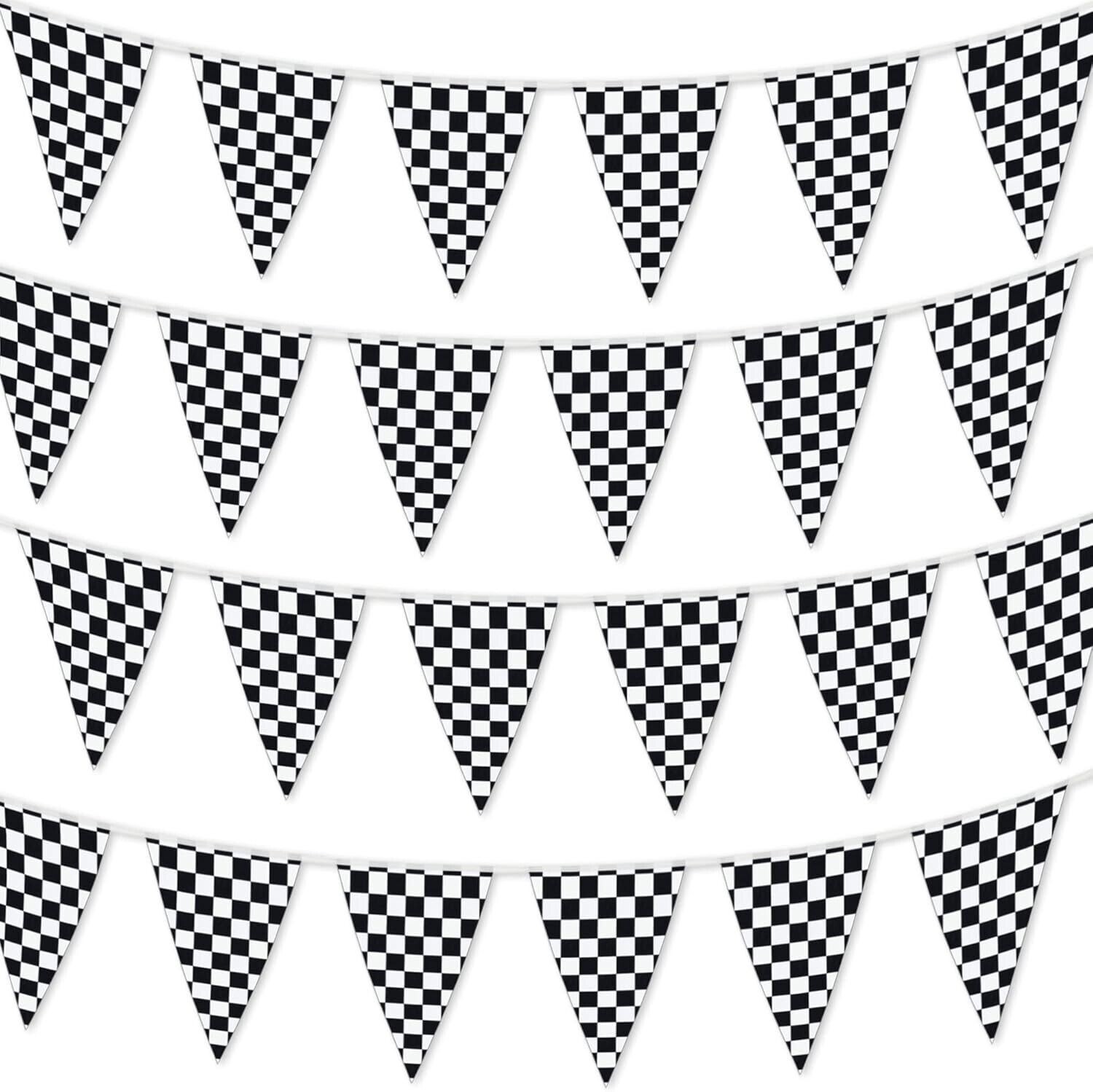 Checkered Flags Black and White 100’ FT Pennant Racing Banner NASCAR Theme Checkered Flags Black and White 100’ FT Pennant Racing Banner NASCAR Theme