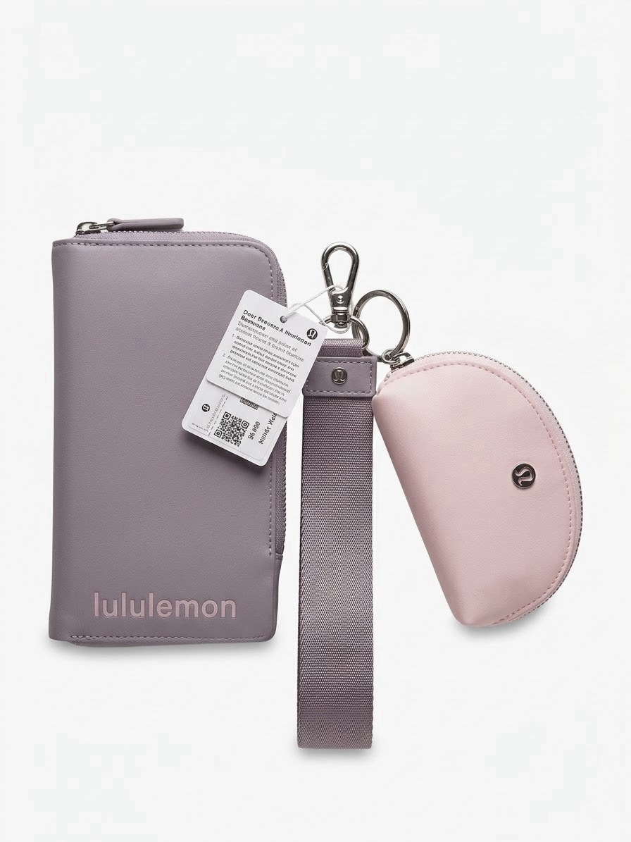 Lululemon Dual Pouch Wristlet Wallet Lotus Pink Air Silver NWT MSRP $58 | NWT