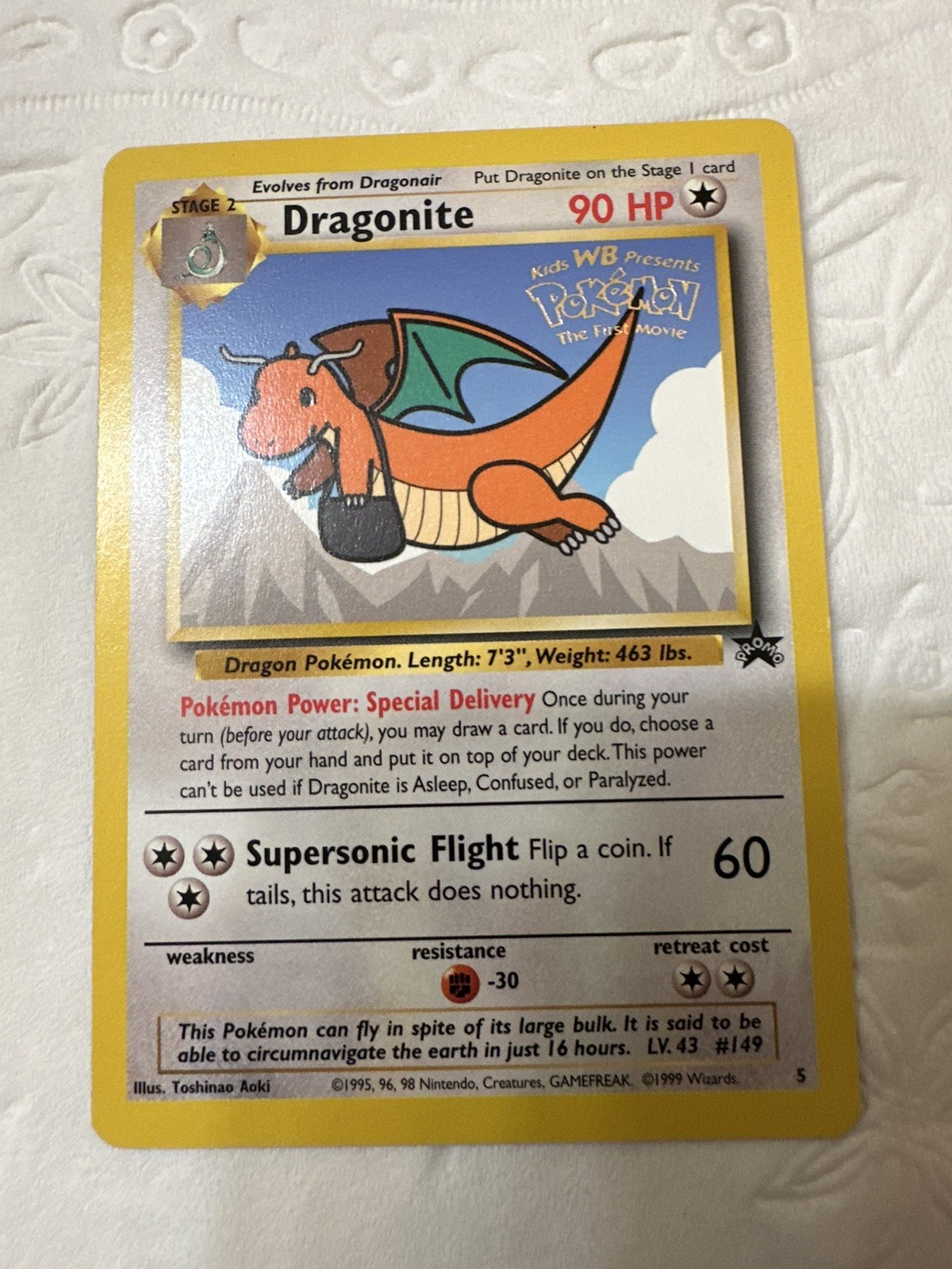 Pokémon DRAGONITE MOVIE PROMO 05/53 90 HP 1999 VTG. NM NEVER PLAYED ACT. PICS Pokémon DRAGONITE MOVIE PROMO 05/53 90 HP 1999 VTG. NM NEVER PLAYED ACT. PICS