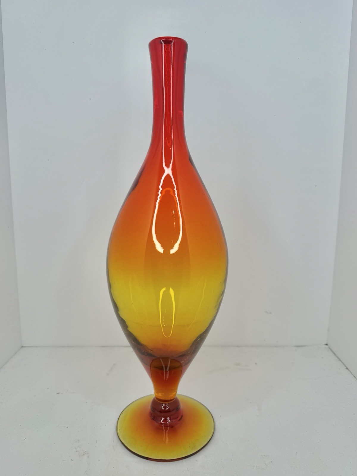 HTF Vintage MCM Blenko Glass 6528s Decanter In Tangerine Base Only HTF Vintage MCM Blenko Glass 6528s Decanter In Tangerine Base Only
