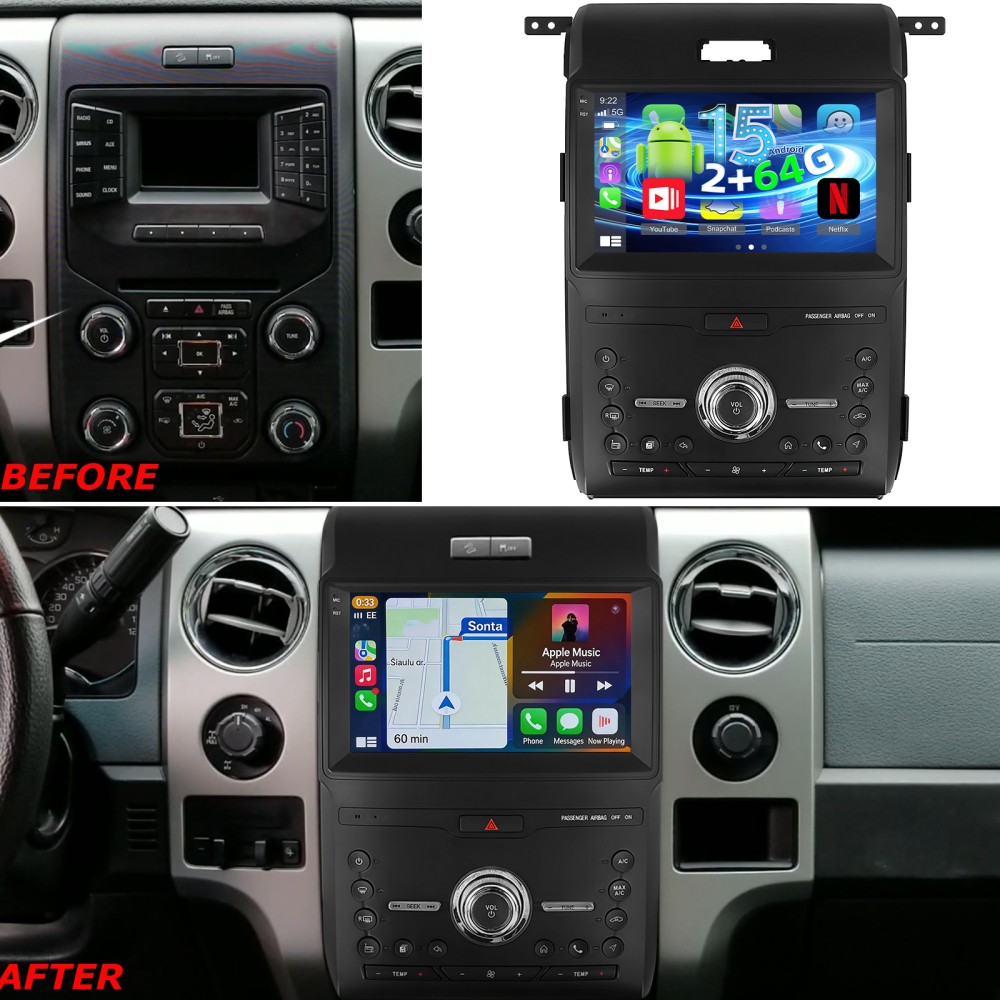 2+64G Android 15 For Ford F150 2013 2014 Car Stereo Radio GPS Navi Apple Carplay