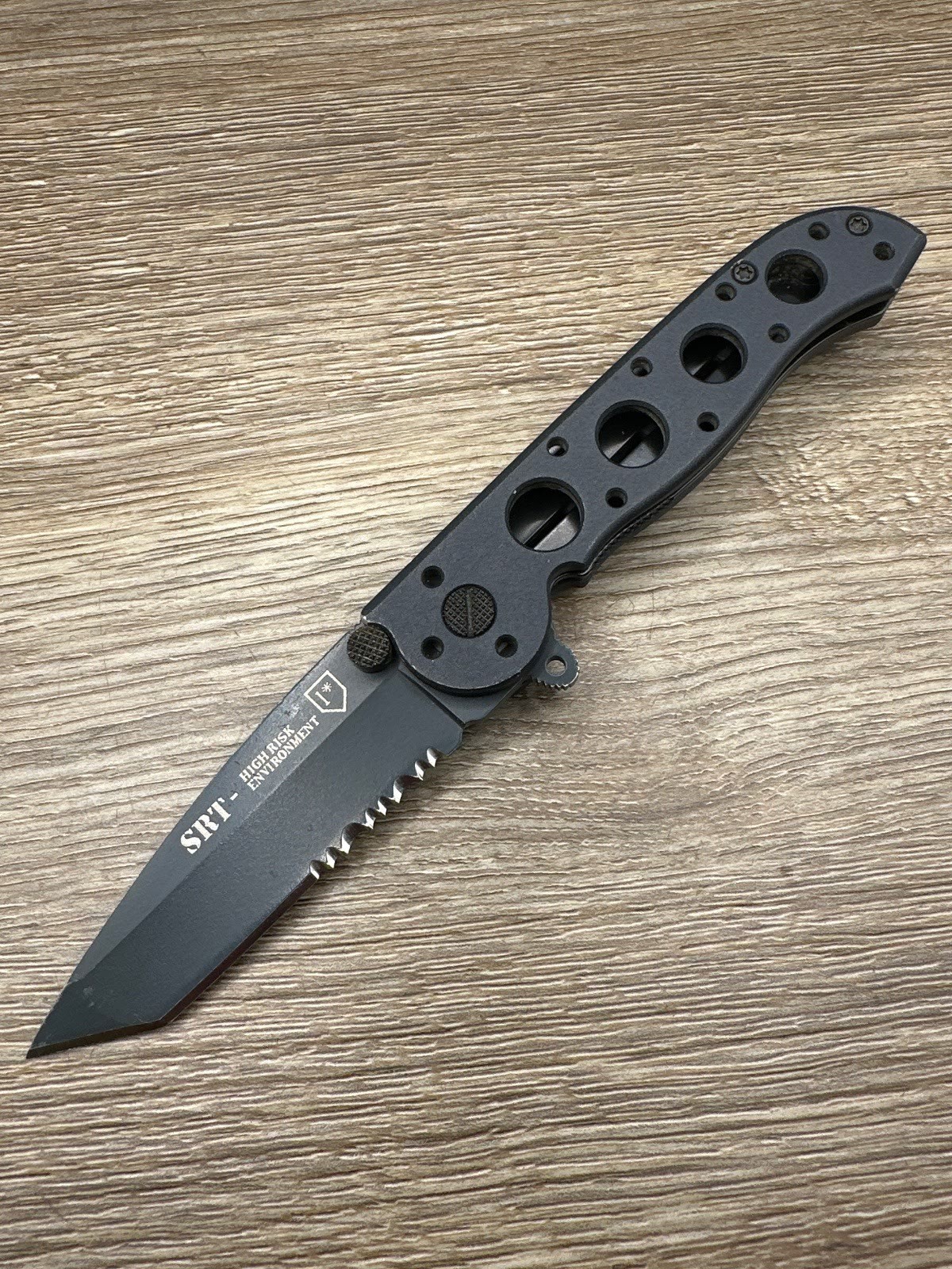 CRKT M16-12LE SRT Carson Black Tanto Combo Aluminum Folder Pocket Knife Used