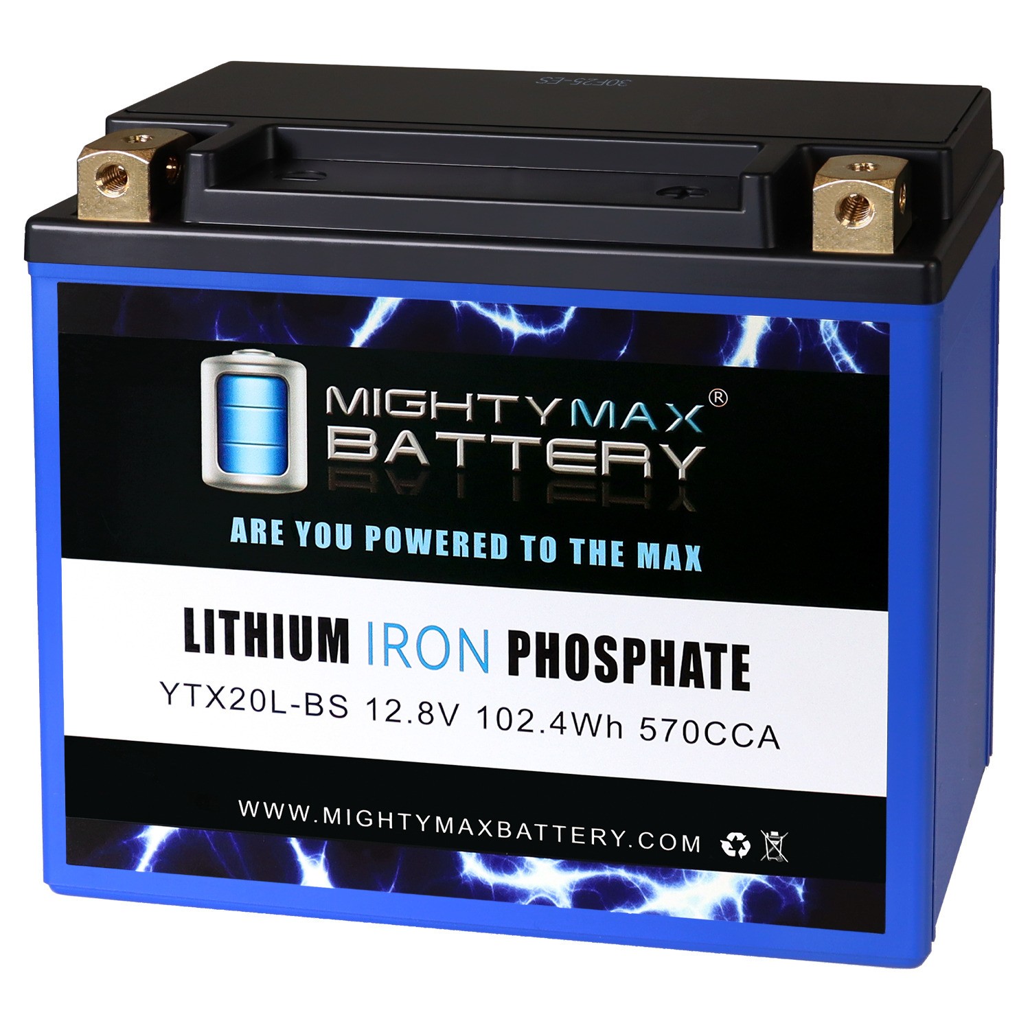 Mighty Max YTX20L-BS Lithium Battery Replaces Indian 1819 Chief Dark Horse 16-20