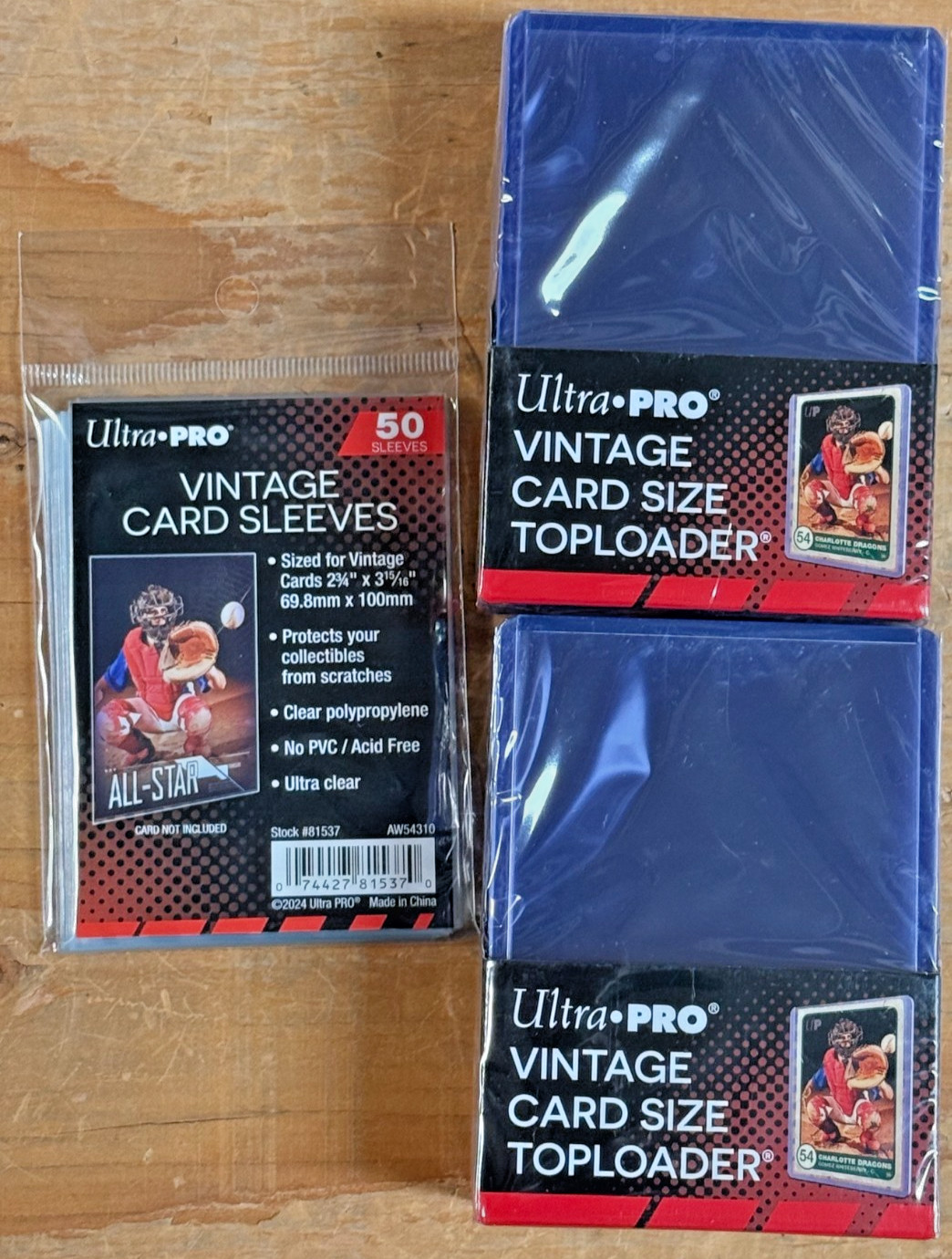 (50)Ultra Pro Vintage TOPLOADERS & (50) Vintage SOFT SLEEVES Clear Vintage Cards