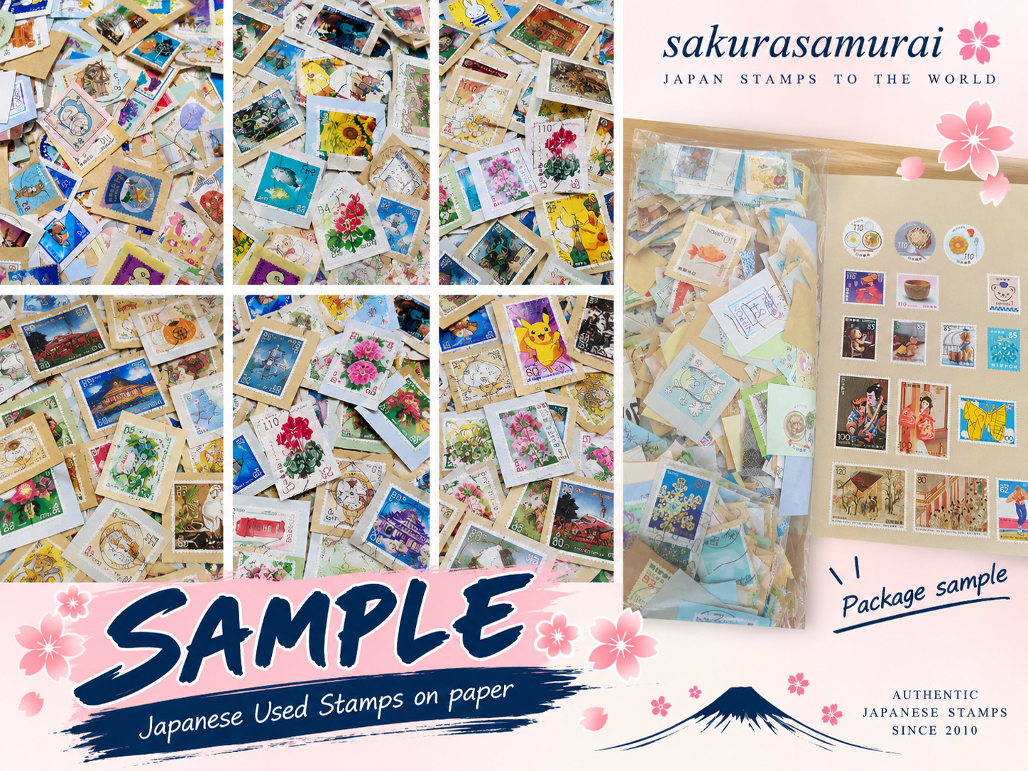 8000++ Japan Used Commemorative Stamps On Paper Kiloware 1800g+ Lot Japan Post