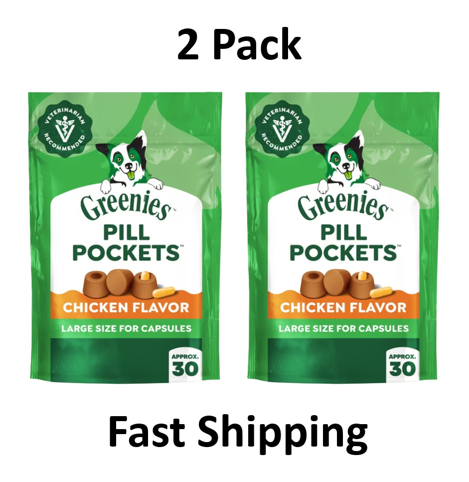 GREENIES Pill Pockets Natural Dog Treats Peanut Butter Flavor 30 Capsule 2 Pack