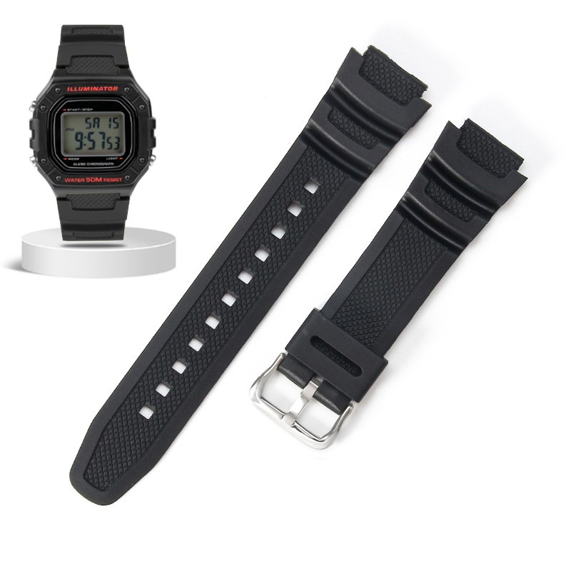 For casio AE-1000W/AQ-S810W 18mm Notched rubber watch strap waterproof with tool