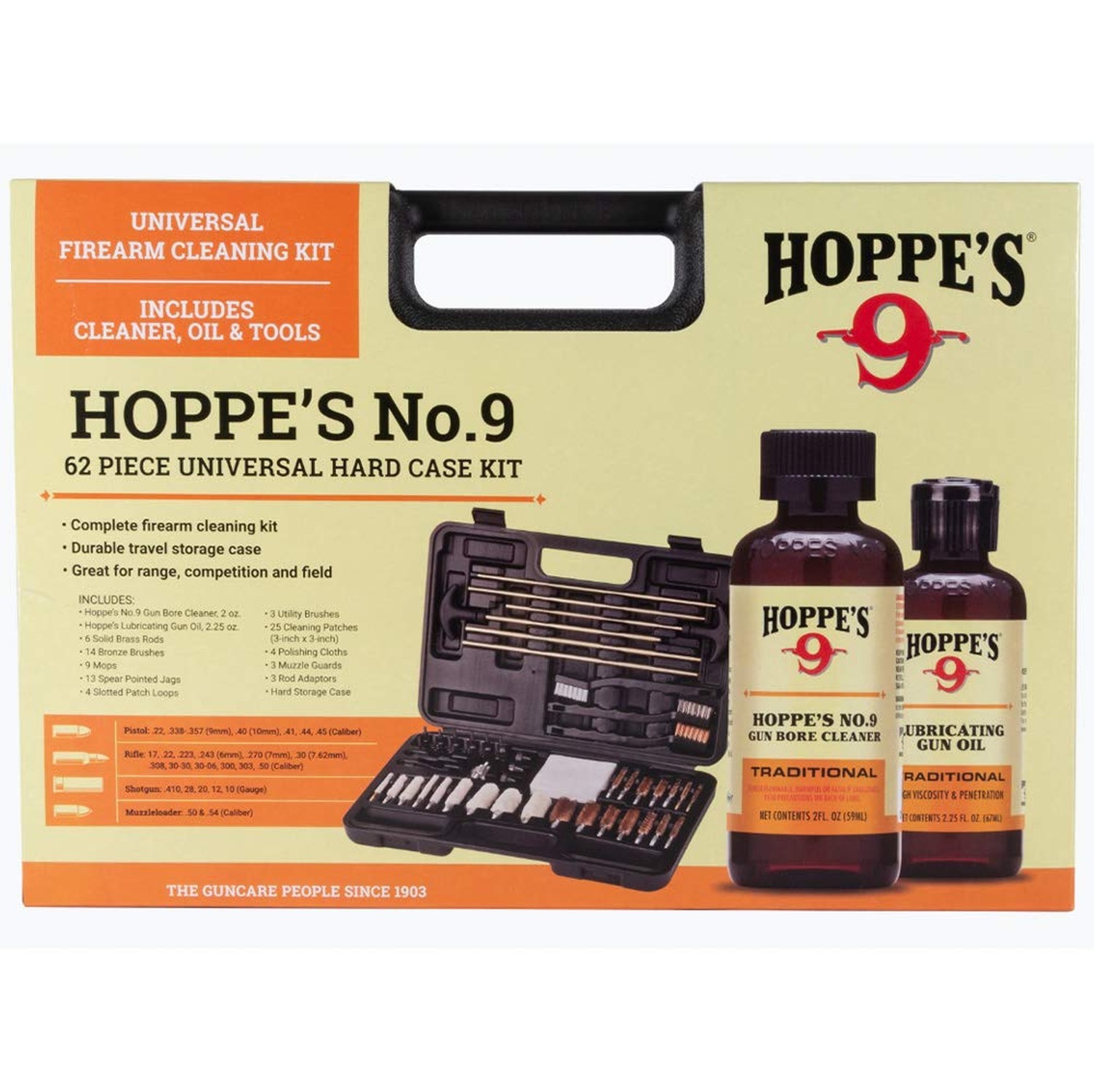 Hoppe\'s Deluxe Gun Cleaning Kit - 62 Piece Universal Cleaning Kit for Pistols...