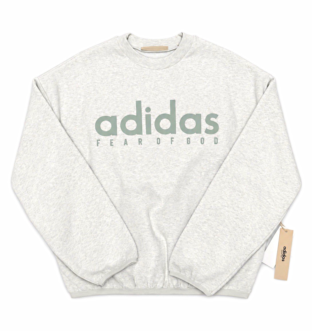 adidas Fear of God Men\'s Crewneck Pullover Sweatshirt Graphic Logo Gray