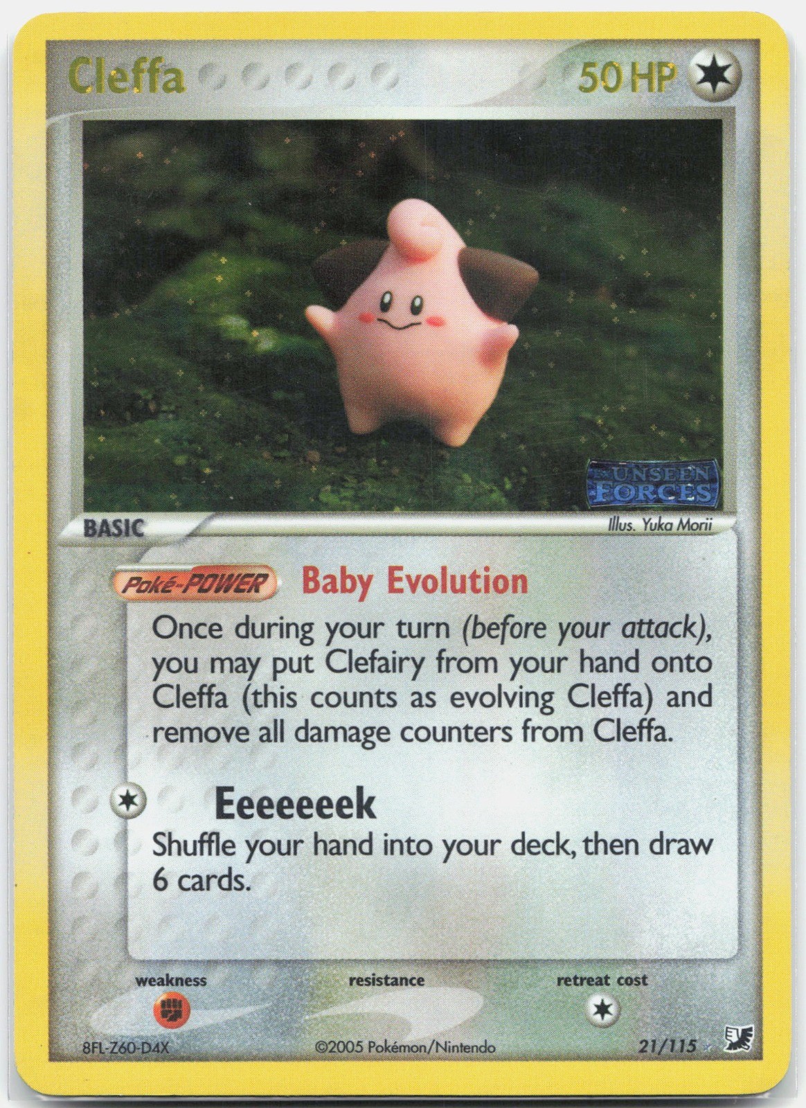 Cleffa Rare EX Unseen Forces UF Colorless Reverse Holo 21/115 2005 LP