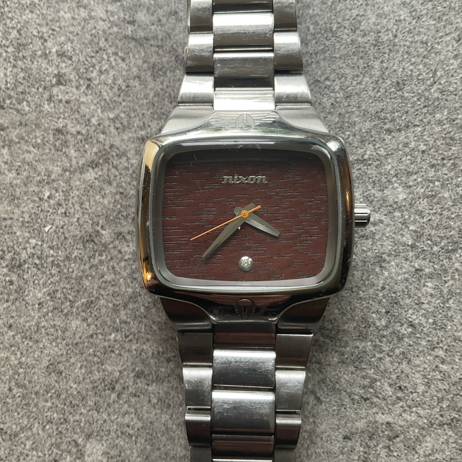 Nixon The Player Watch Wood Grain Dial 40mm Stainless Steel Case & Band ~S