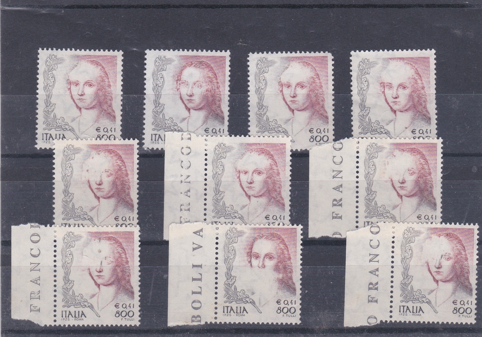 Italy-Women in Art L.800/€0.41 Lot No. 10 Varieties of Print MNH**.SPL. Italy-Women in Art L.800/€0.41 Lot No. 10 Varieties of Print MNH**.SPL.