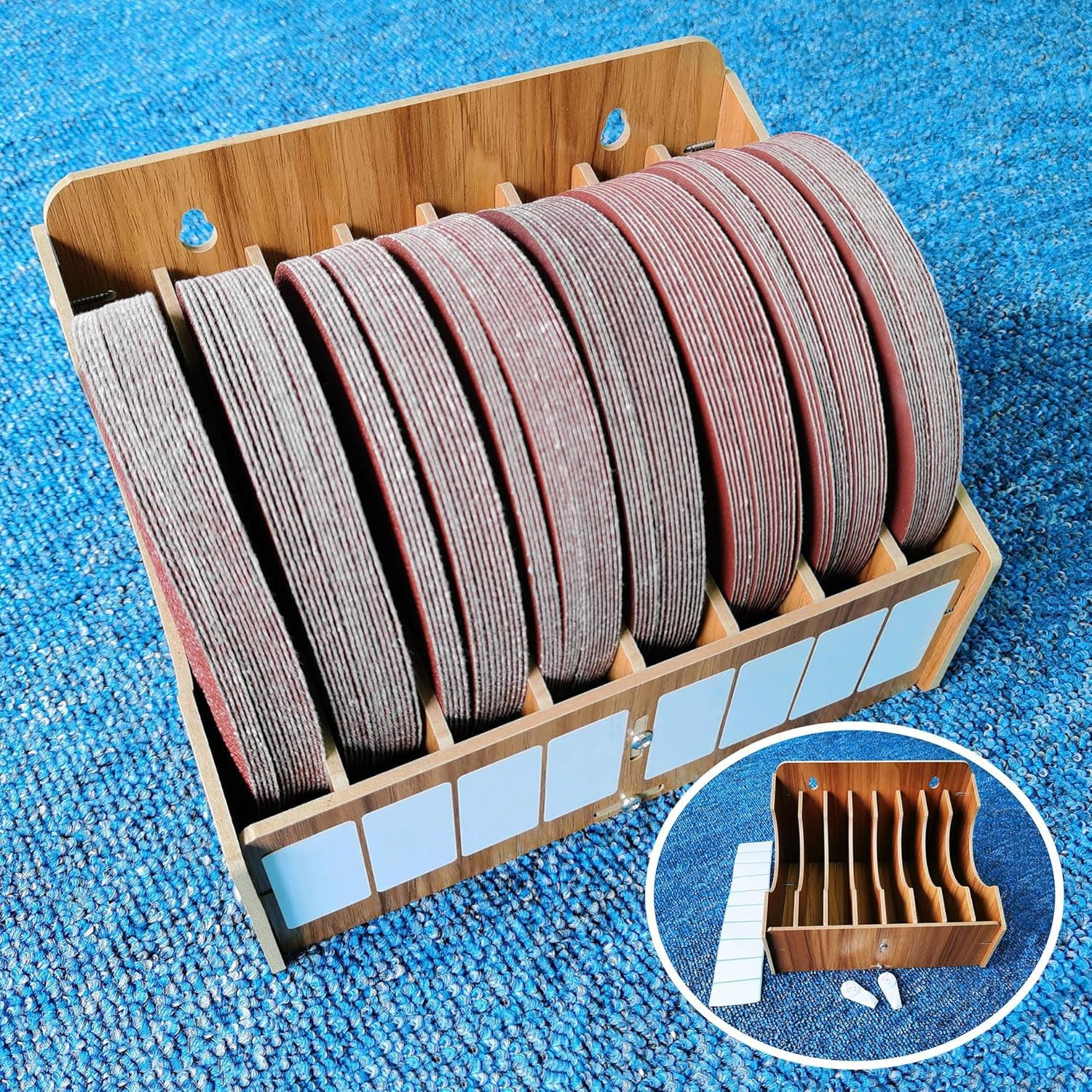 8-Tier Upgraded 6 Inch Sandpaper Organizer, Sandpaper Storage Holder Fit