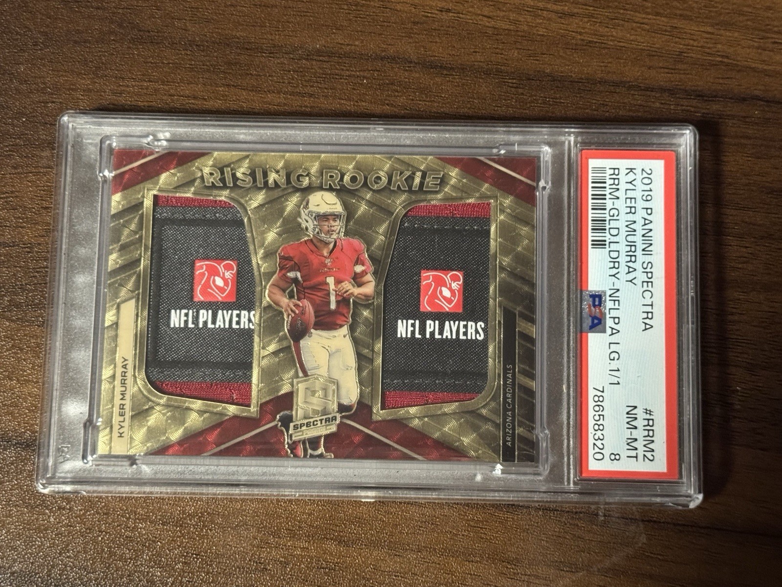 2019 Panini Spectra Kyler Murray Dual Patch Laundry Tag Gold Vinyl 1/1 PSA 8 RC