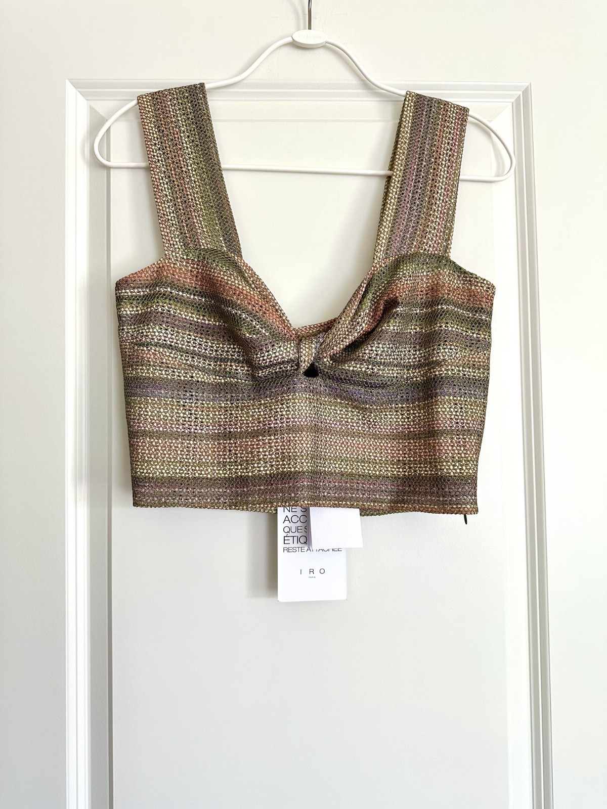 NWT IRO Eloy Knit Twist Front Striped Crop Top in Multi Size 40 (US L) $295.