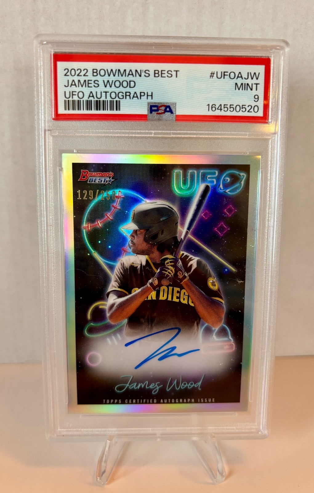 2022 Bowman's Best James Wood UFO Autograph #UFOAJW /250 PSA 9 2022 Bowman's Best James Wood UFO Autograph #UFOAJW /250 PSA 9