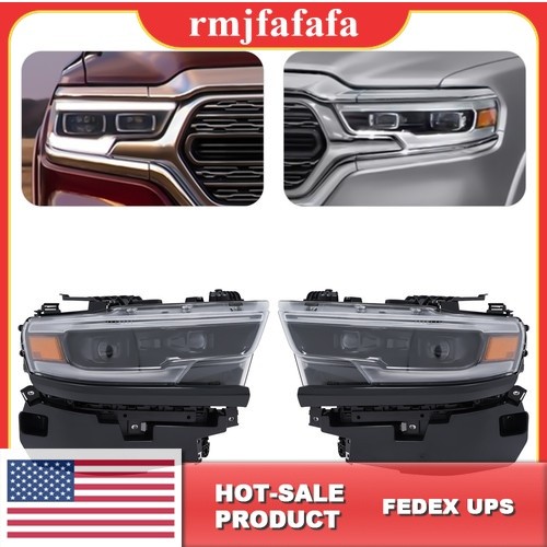 Pair For 2019-2022 RAM 1500 Dual Projector Headlights FULL LED Headlamp Assembly