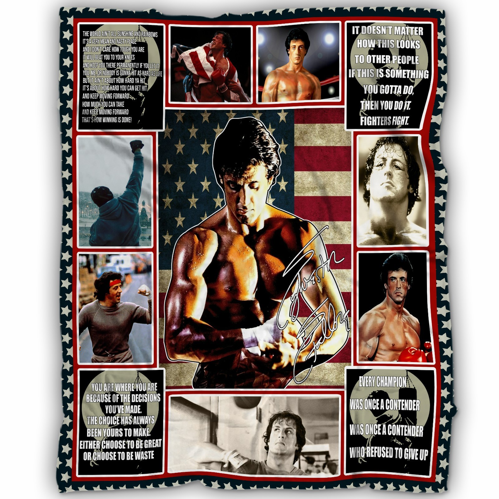 Rocky Balboa Quotes Blanket, Rocky Balboa Fleece, Sherpa Blanket