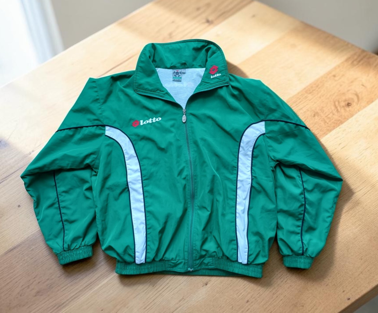 Vtg 90s Lotto Calcio Italia Track Jacket Mens Large Green Football Soccer Italy