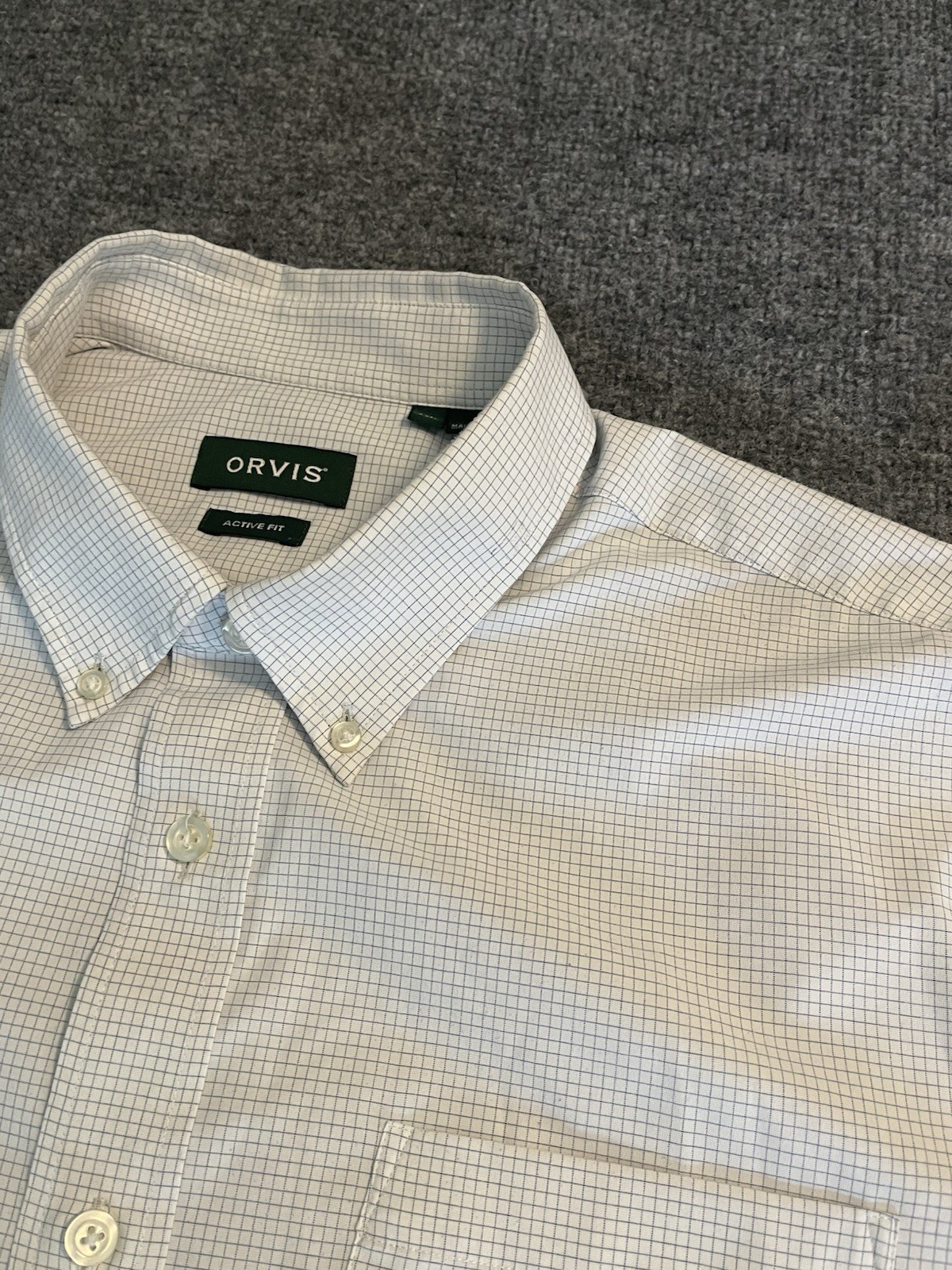 Orvis Men’s Long Sleeve Button Down Shirt White Blue XL Ultra Light