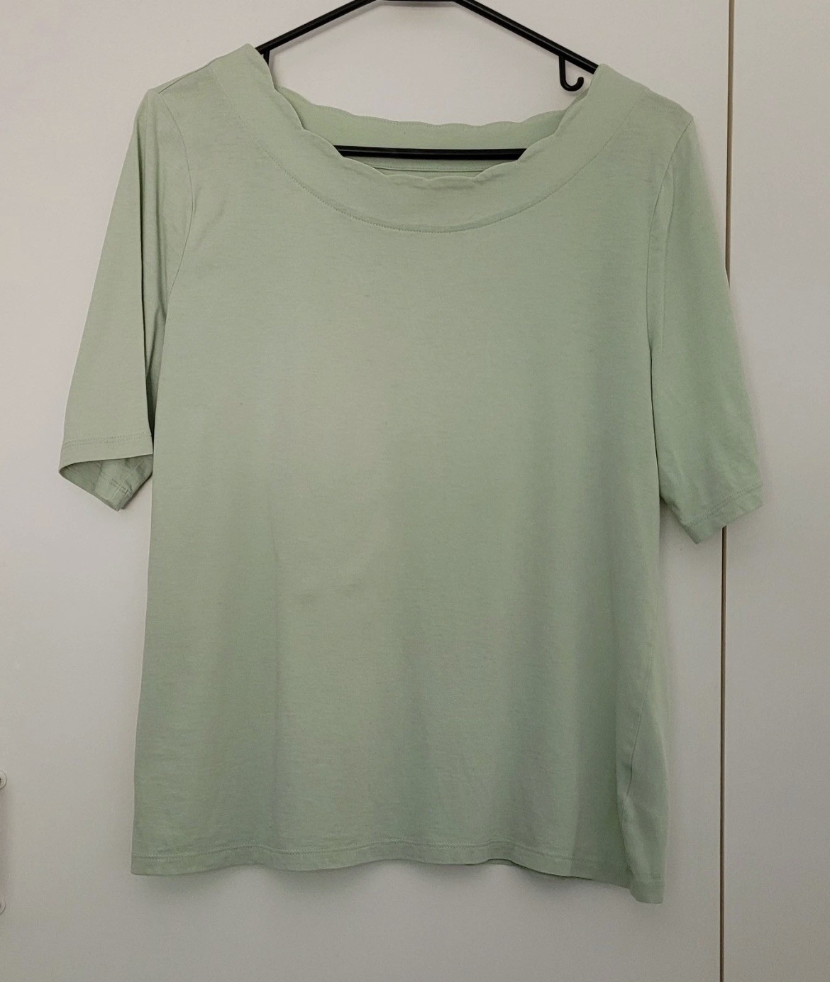 Talbots Pastel Green Short Sleeve Blouse 100% Pima Cotton Size PL