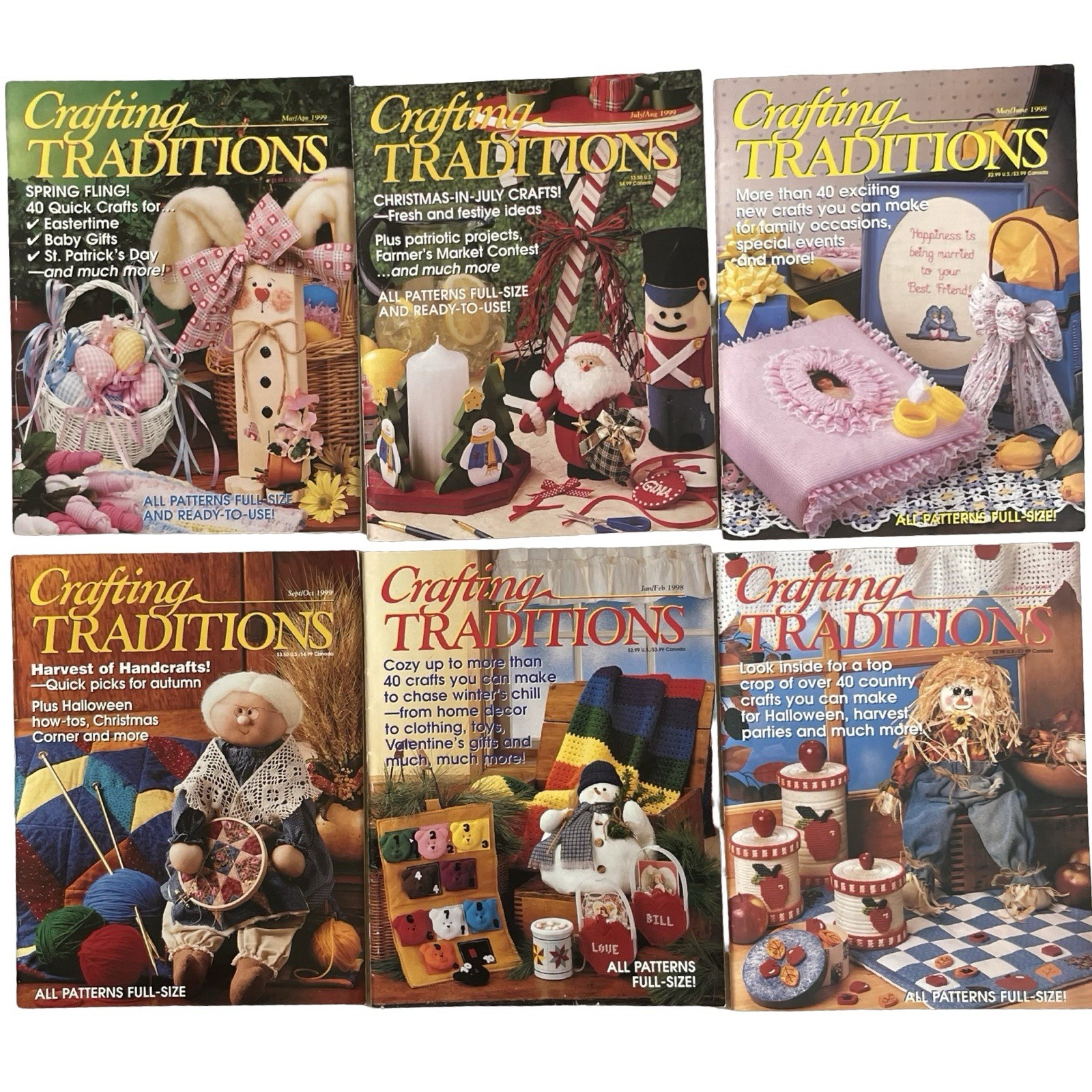 6 Crafting Traditions Magazine Vintage With Full Size Patterns 1999 Lot 6 Crafting Traditions Magazine Vintage With Full Size Patterns 1999 Lot