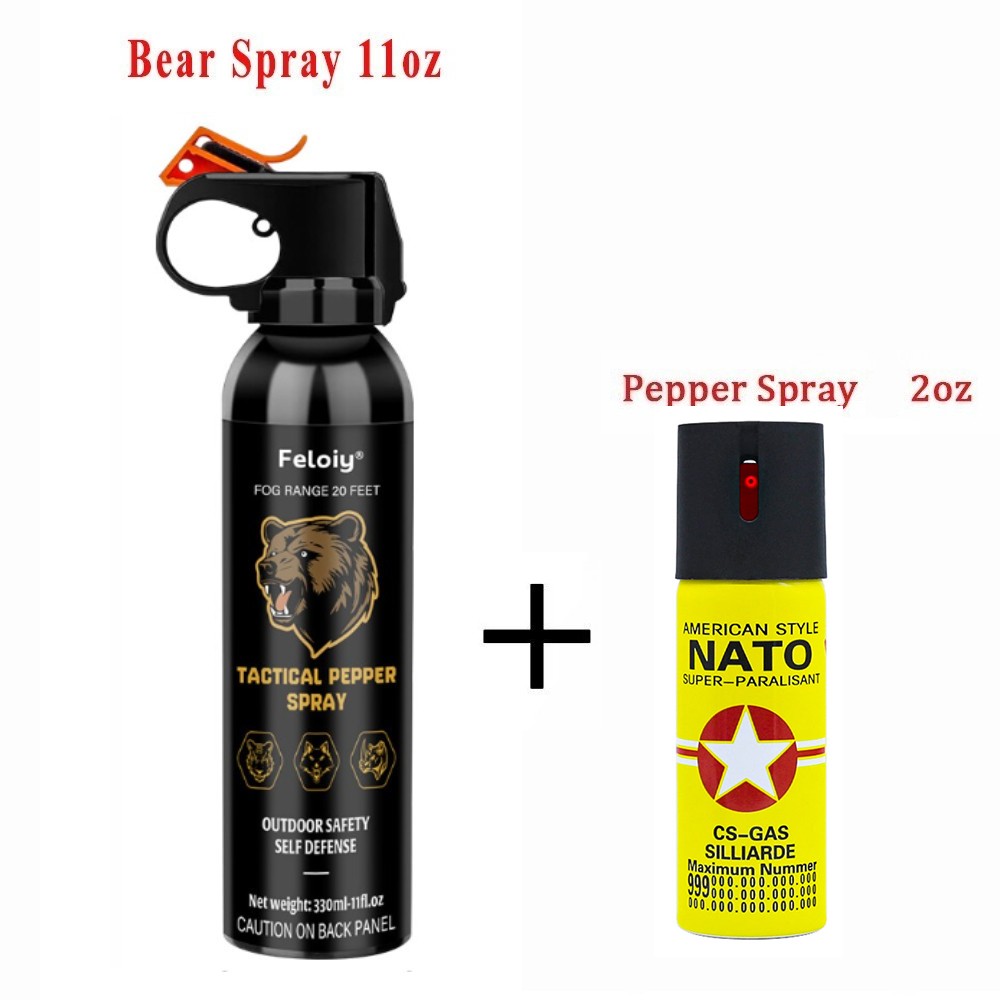 Feloiy 20Ft Bear Deterrent Repellent Spray 11Oz W/ 1 Pack Free Peper Spray 1/2oz
