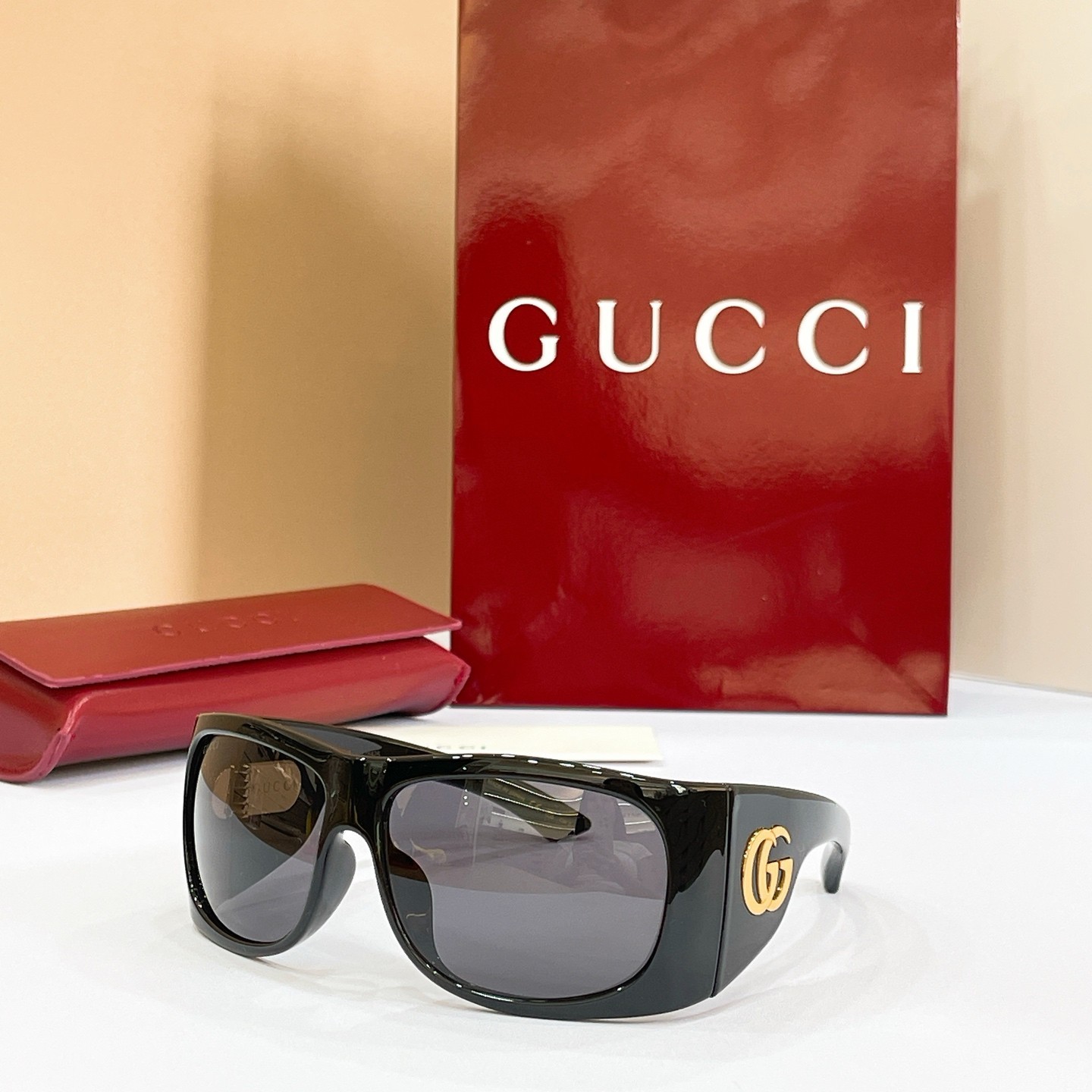Gucci GG2170S Wrap Sunglasses Black Double G Logo Shades 66-14-125 Gucci GG2170S Wrap Sunglasses Black Double G Logo Shades 66-14-125