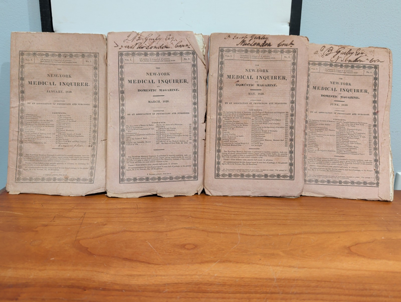 1830 The New-York Medical Inquirer: 4-Issue Archive Lot Including Premiere Rare