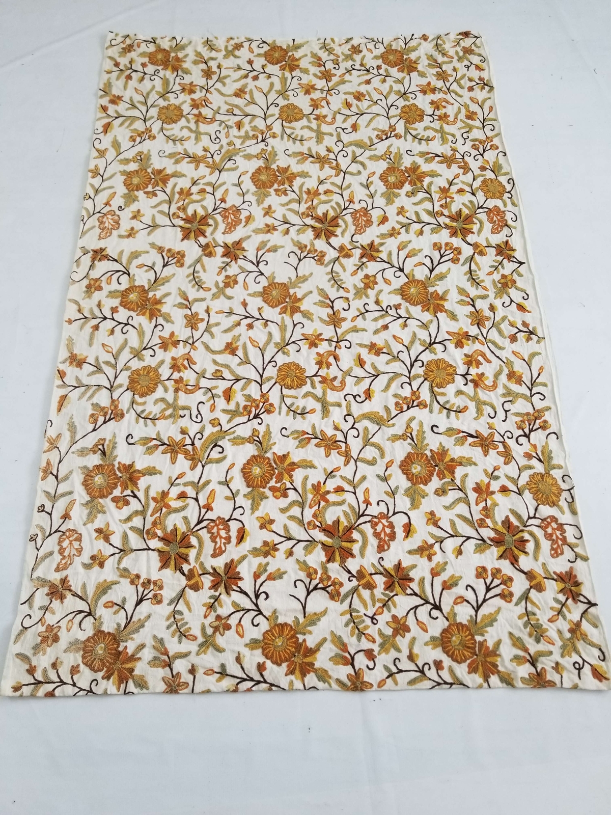 Antique Kashmiri Crewelwork Hand Embroidered Panel 200x127cms