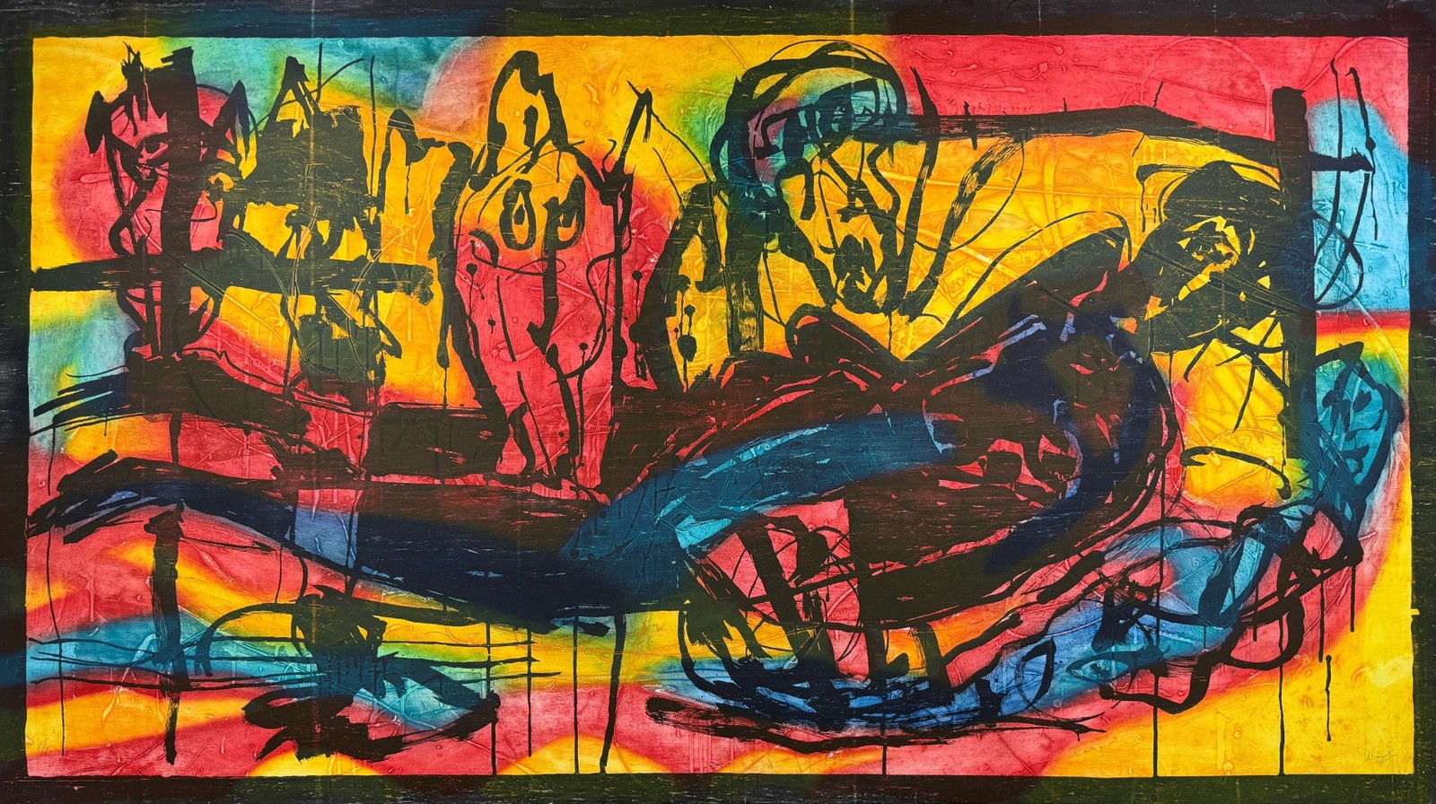 ALEJANDRO SANTIAGO Original Large Signed Woodcut Collagraph Print Proof Mexican