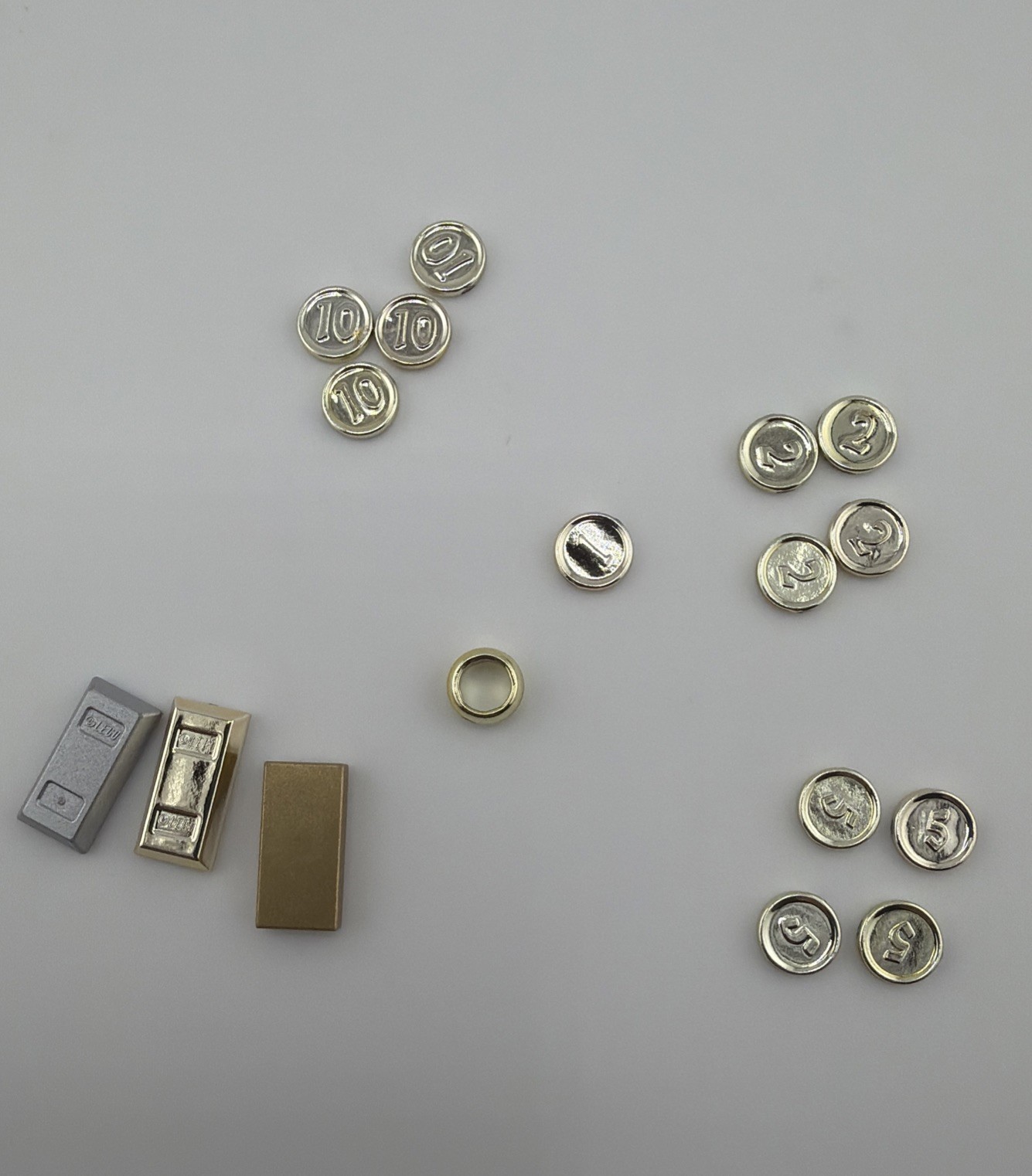 11x Lego Chrome Gold Accessories Coins ring 1 plate/ingot Harry potter