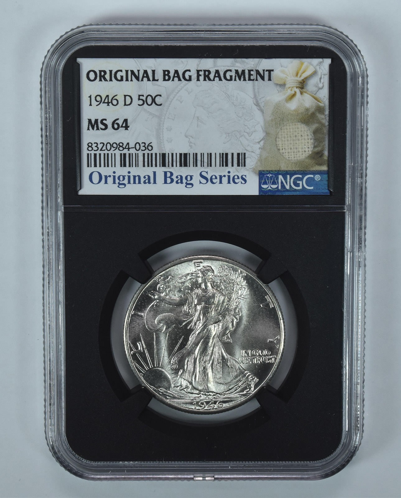 1946-D Walking Liberty Half Dollar Original Bag Fragment MS64 NGC