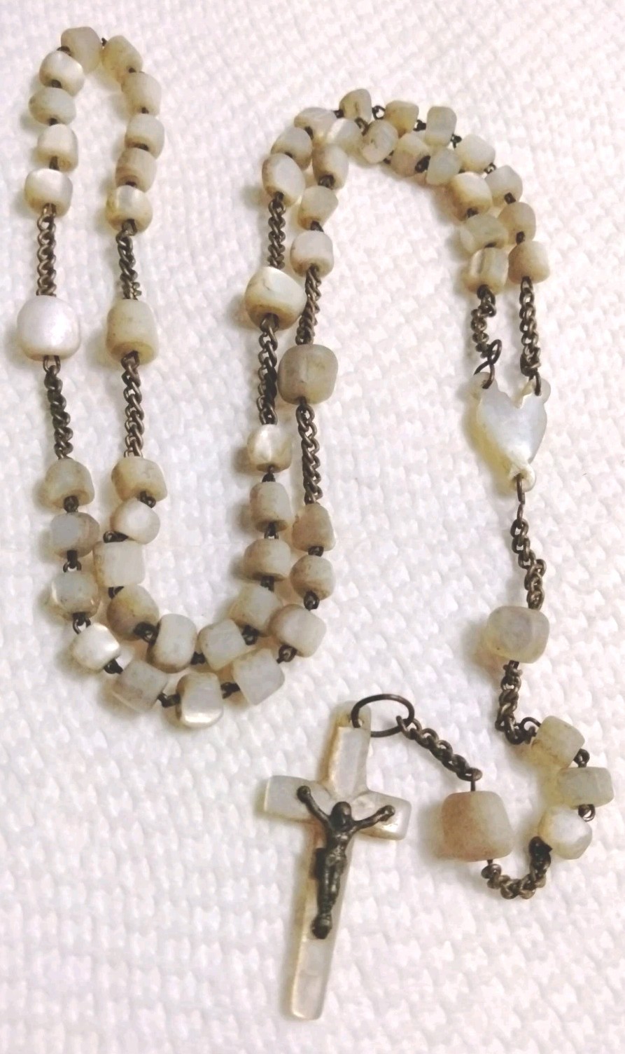 Antique Hand Carved Mother Of Pearl French Rosary Nun Convent Find 