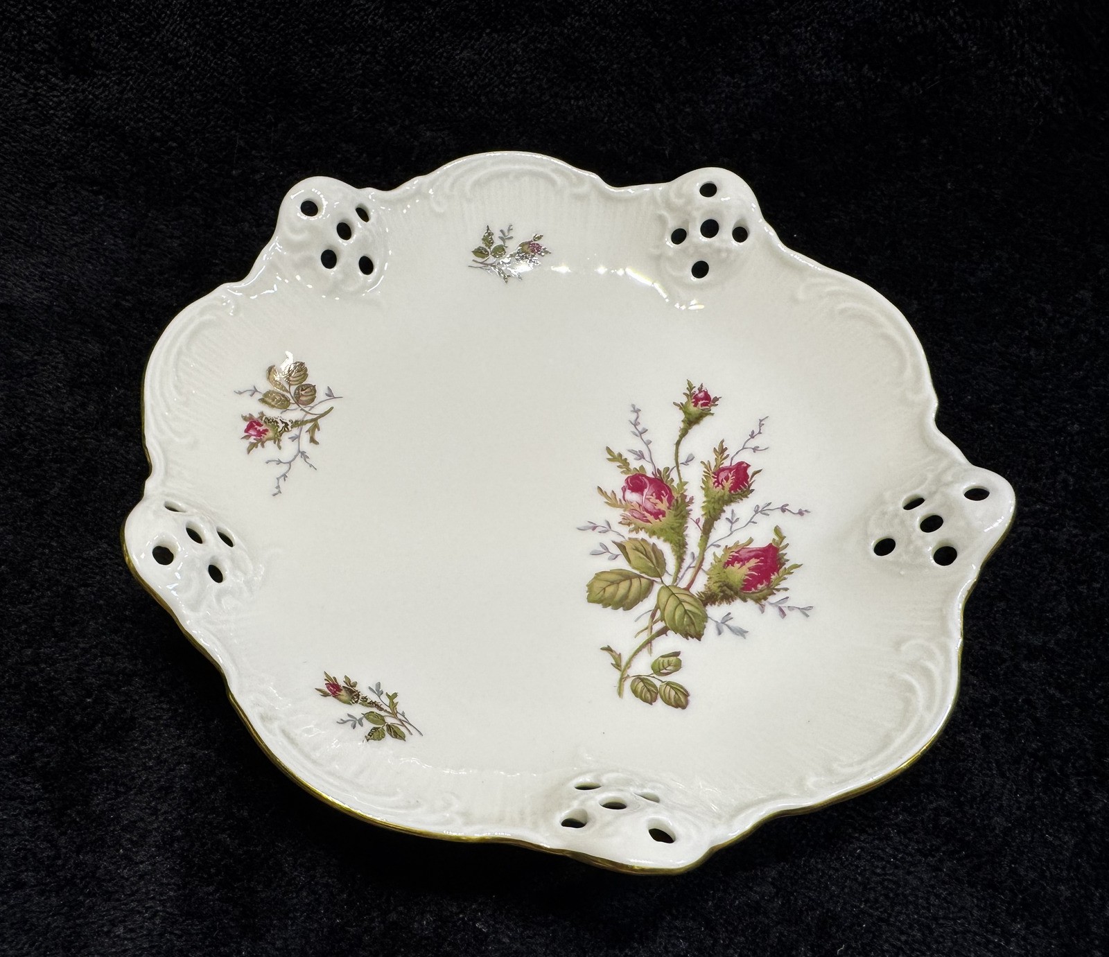 Rosenthal Moss Rose BON BON Dish, pierced porcelain Rosenthal Moss Rose BON BON Dish, pierced porcelain