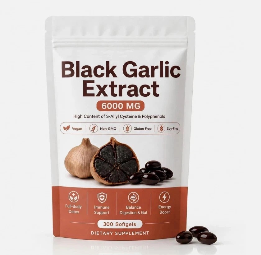 Black Garlic Extract 6000mg Softgels (300 Count) Odorless Aged Garlic Extra US Black Garlic Extract 6000mg Softgels (300 Count) Odorless Aged Garlic Extra US