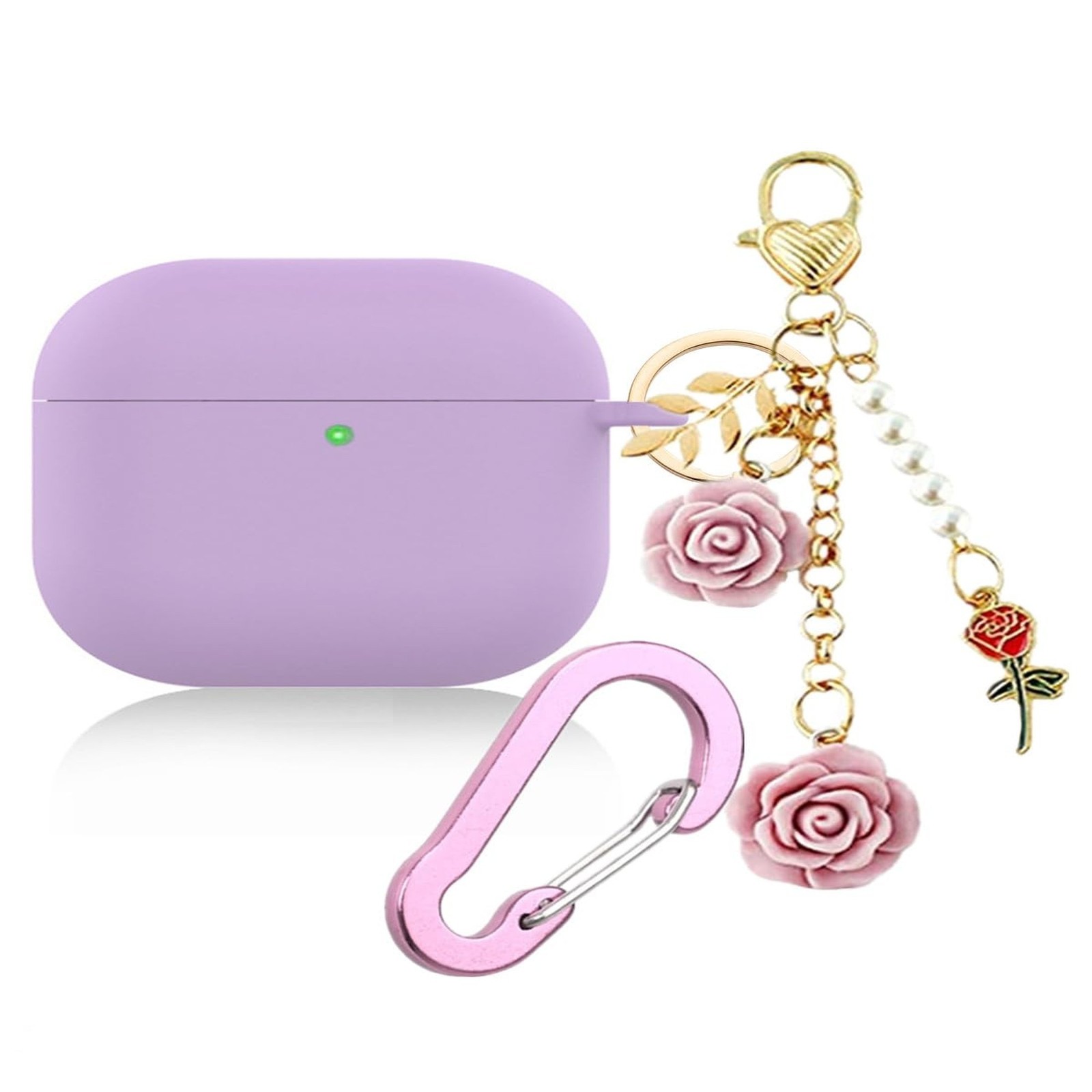 Cute Purple Silicone Case with Keychain for AirPods 4 Cute Purple Silicone Case with Keychain for AirPods 4