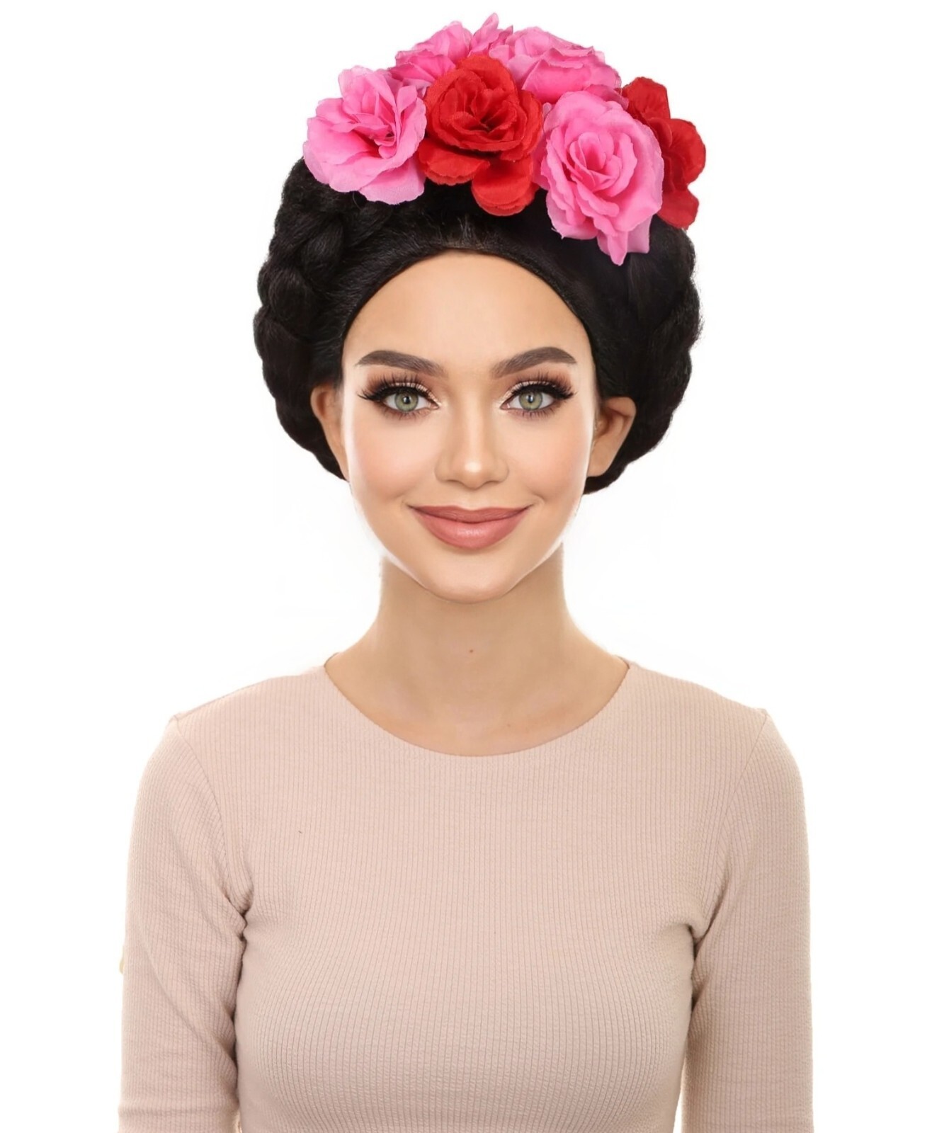 Adult Women’s Mexican Artist Frieda Black Floral Braided Wig, HW-6976