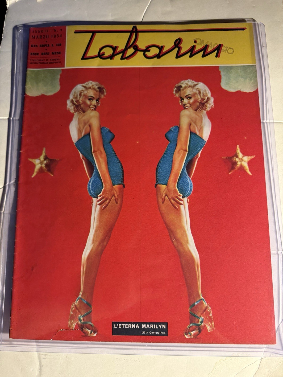 MARILYN MONROE - TABARIN 03/54 GREAT PHOTO COLOR COVER ITALIAN MAGAZINE NICE
