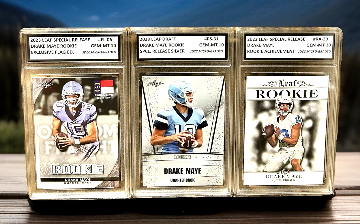 3 DRAKE MAYE RC 2023 Leaf Draft GRADED GEM-MT 10 Exclusive Edition Rookie Lot