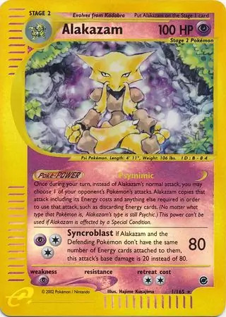 Alakazam - 1/165 - Pokemon Expedition Reverse Holo Rare Card MP