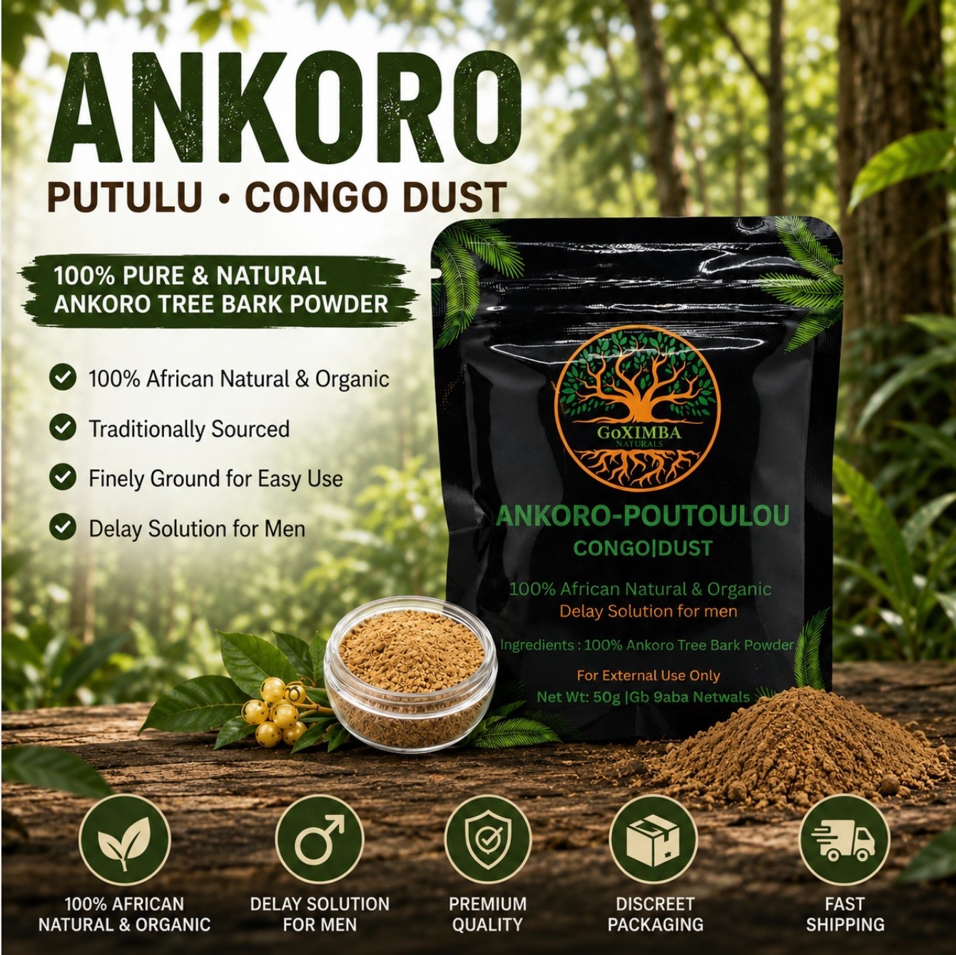Ankoro Poutoulou,  Congo dust Putulu – Herbal Men’s Support for Lasting (30g)