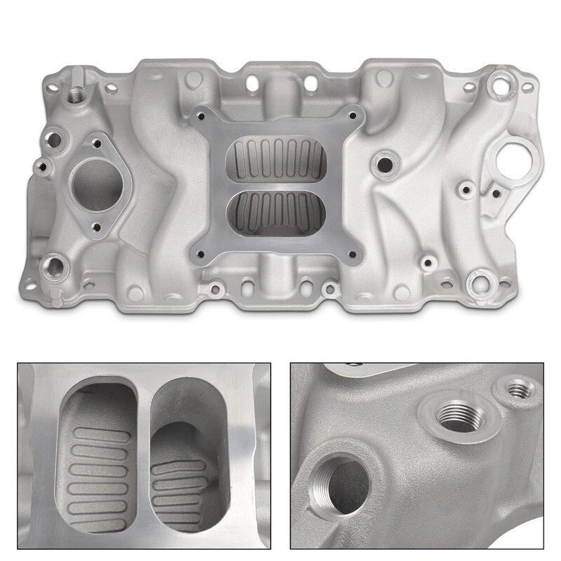 New Aluminum Dual Plane Intake Manifold 22026 For SBC Chevy 350 Small Block