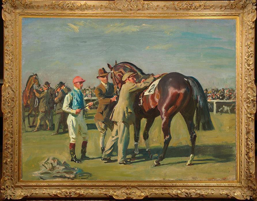 Old Master-Art Antique Oil Painting Park Meeting dark Bay Horse on canvas 30x40 Old Master-Art Antique Oil Painting Park Meeting dark Bay Horse on canvas 30x40