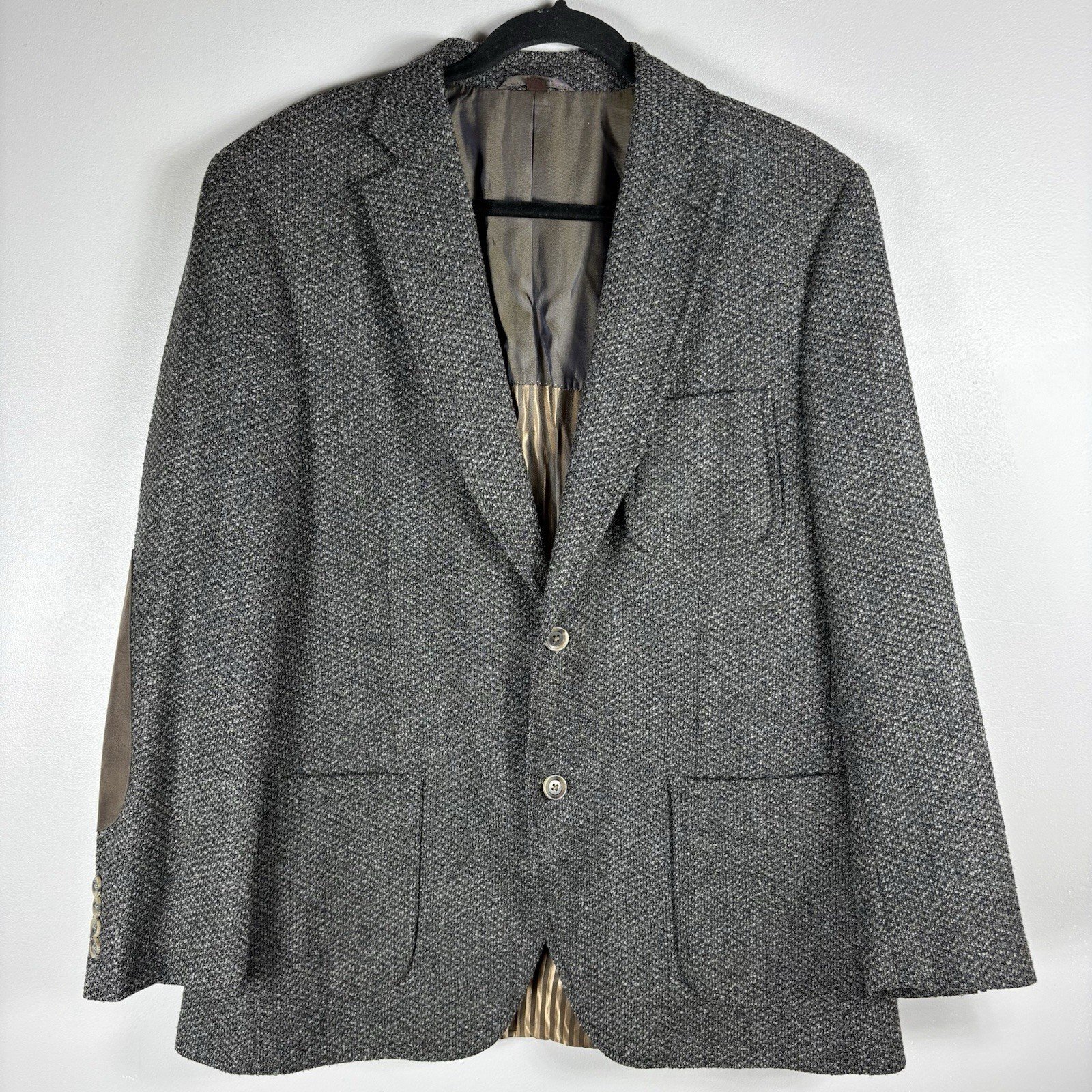 Kroon Men\'s 42R Lennon Wool Blend Elbow Patch Two Button Tweed Sport Coat Blazer