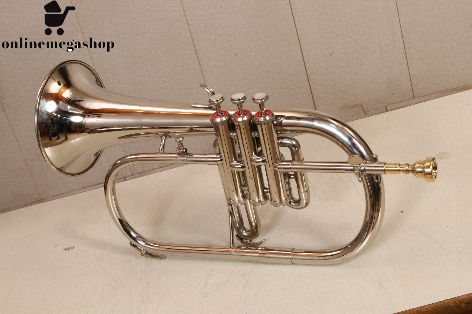 Silver Bb Flugelhorn 3-Valve Brass Horn Nickel Finish For Adults w/ Mouthpiece