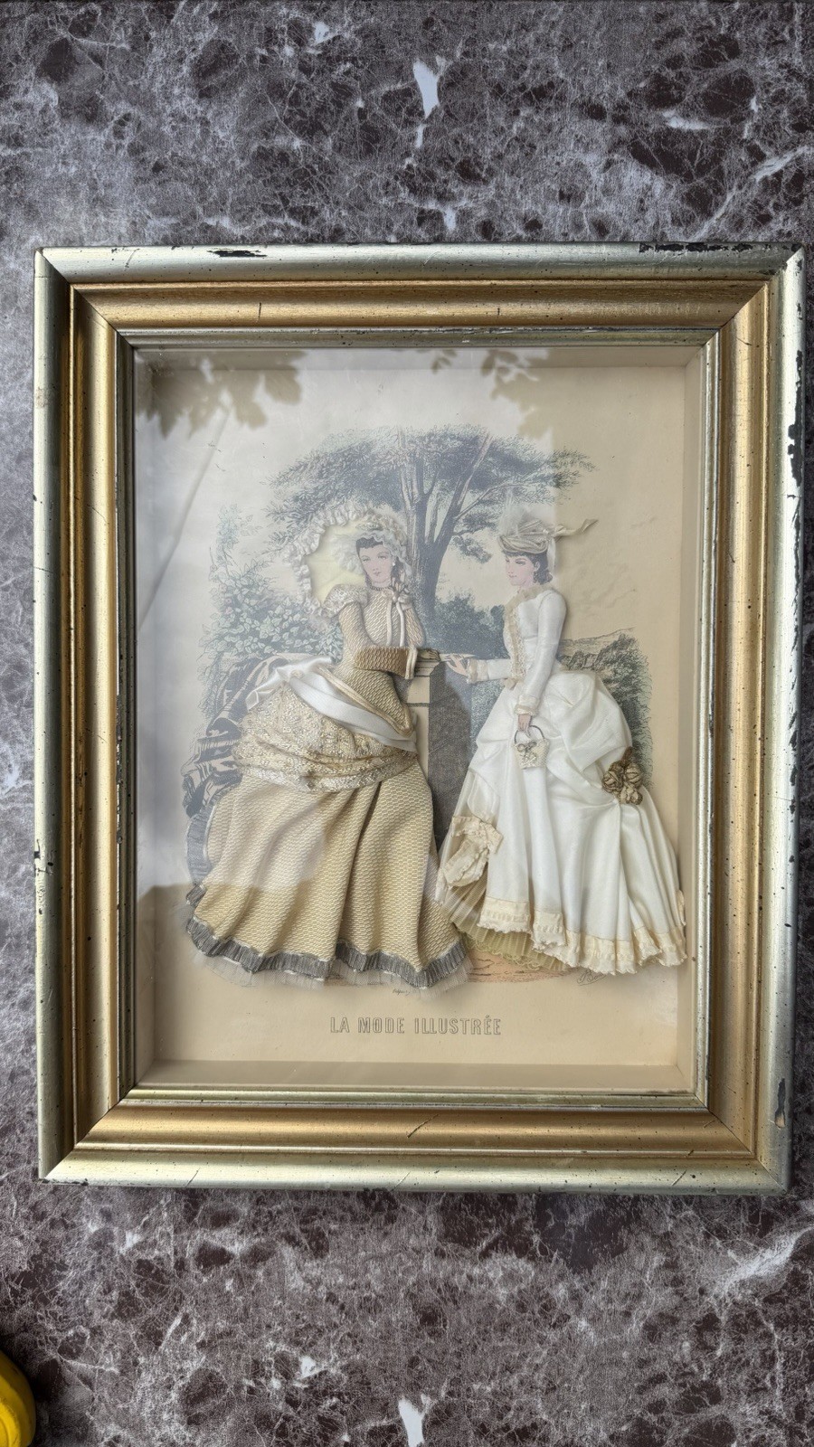 Antique La Mode Illustree Print 3D Shadow Box Victorian Fabric 12x15 Fashion Antique La Mode Illustree Print 3D Shadow Box Victorian Fabric 12x15 Fashion
