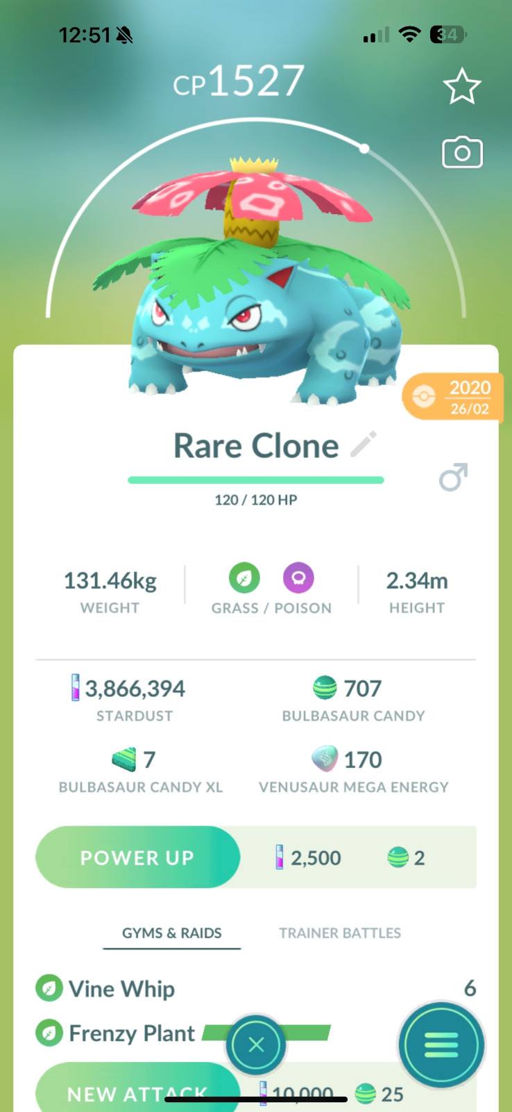 Pokémon Go Clone Venusaur LUCKY/READ DESCRIPTION